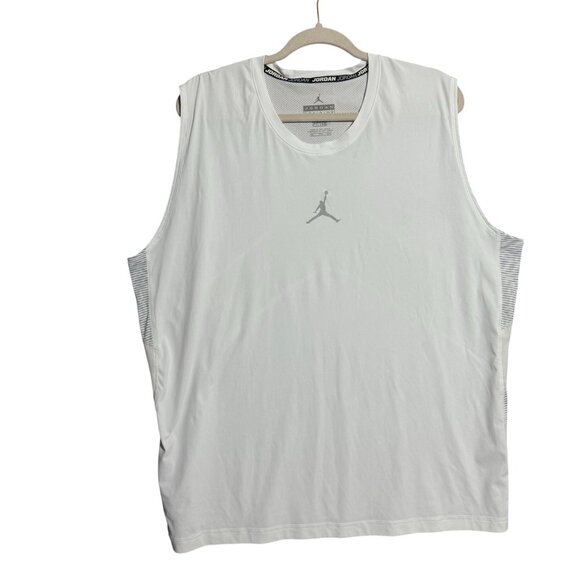 Jordan Sleeveless Logo Training Dri-Fit Fitted Shirt Men's XXL White Summer - Picture 7 of 7